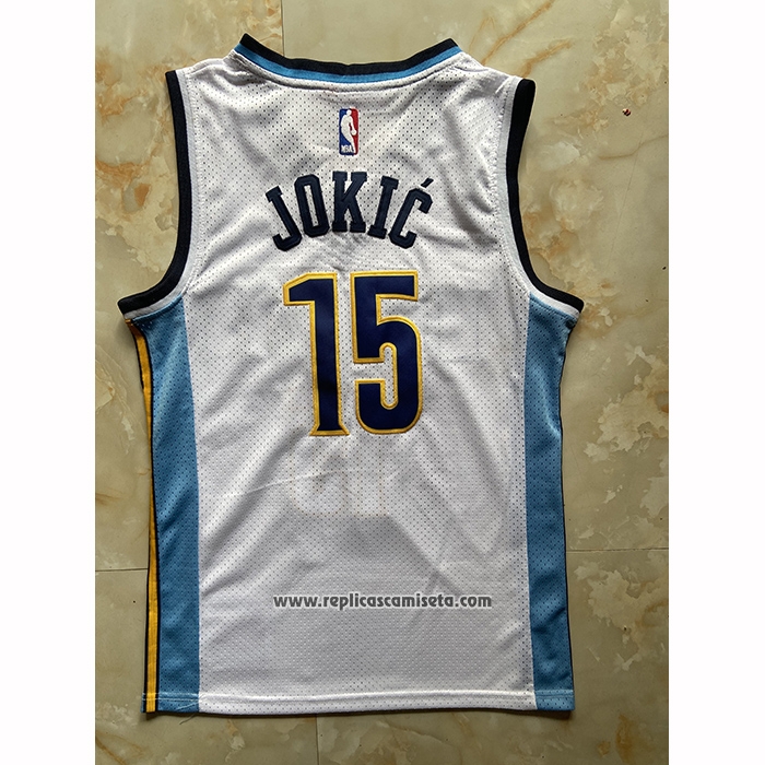 Camiseta Denver Nuggets Nikola Jokic NO 15 Mitchell & Ness 2016-17 Blanco